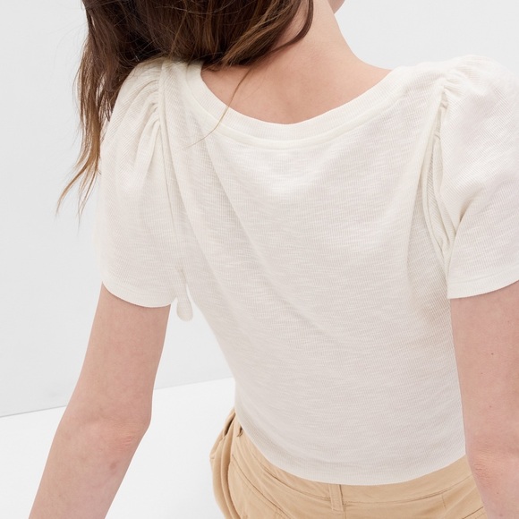 Gap Essential Rib Flutter Sleeve T-Shirt - Picture 2 of 6